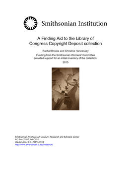 A Finding Aid to the Library of Congress Copyright Deposit Collection