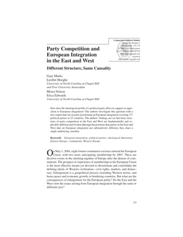 Party Competition and European Integration in the East and West