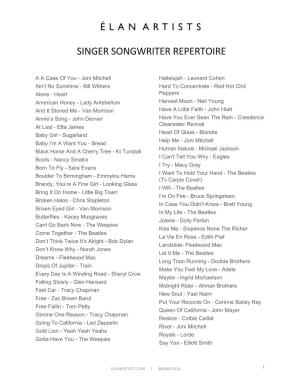 Singer Songwriter Repertoire
