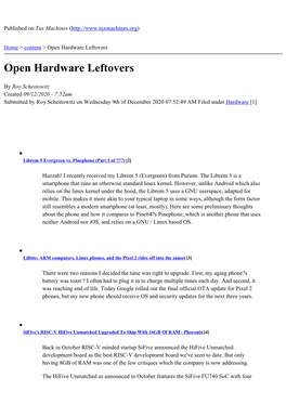 Open Hardware Leftovers