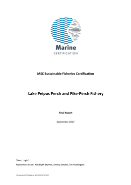 Estonia Perch and Pike-Perch Assessment
