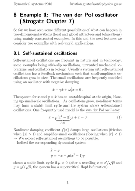 8 Example 1: the Van Der Pol Oscillator (Strogatz Chapter 7)