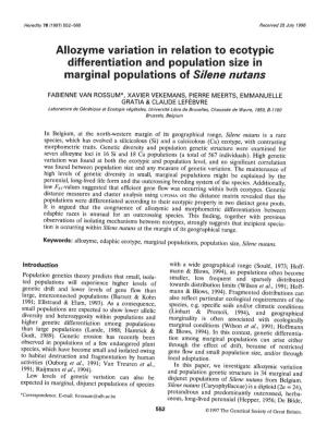 Allozyme Variation in Relation to Ecotypic Differentiation and Population Size in Marginal Populations of Silene Nutans