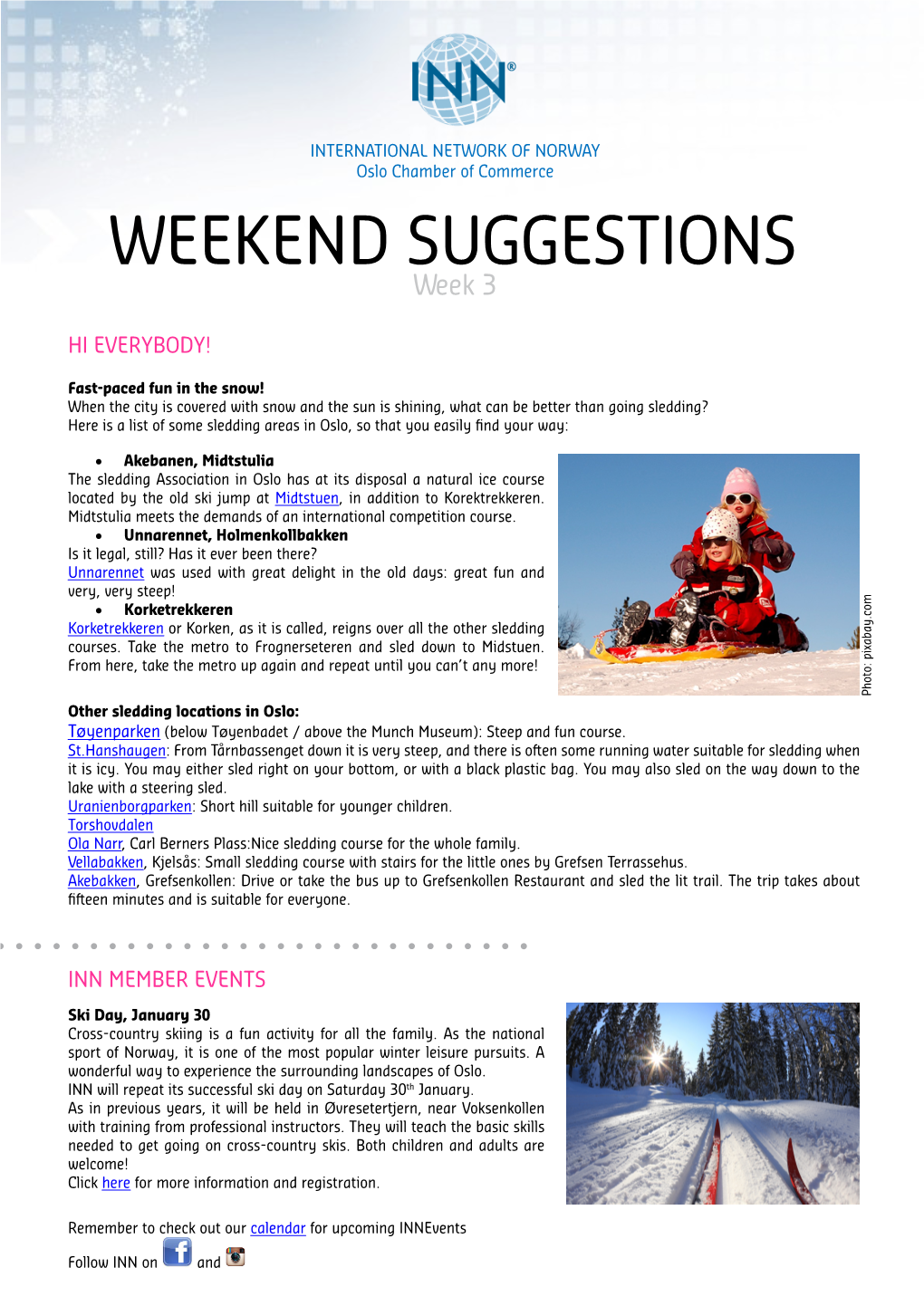 WEEKEND SUGGESTIONS Week 3