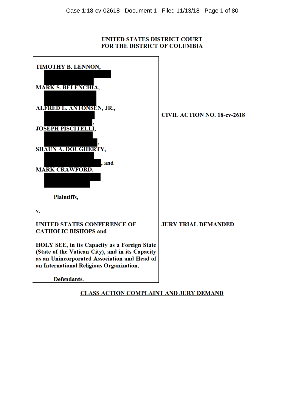 Case 1:18-Cv-02618 Document 1 Filed 11/13/18 Page 1 of 80 Case 1:18-Cv-02618 Document 1 Filed 11/13/18 Page 2 of 80