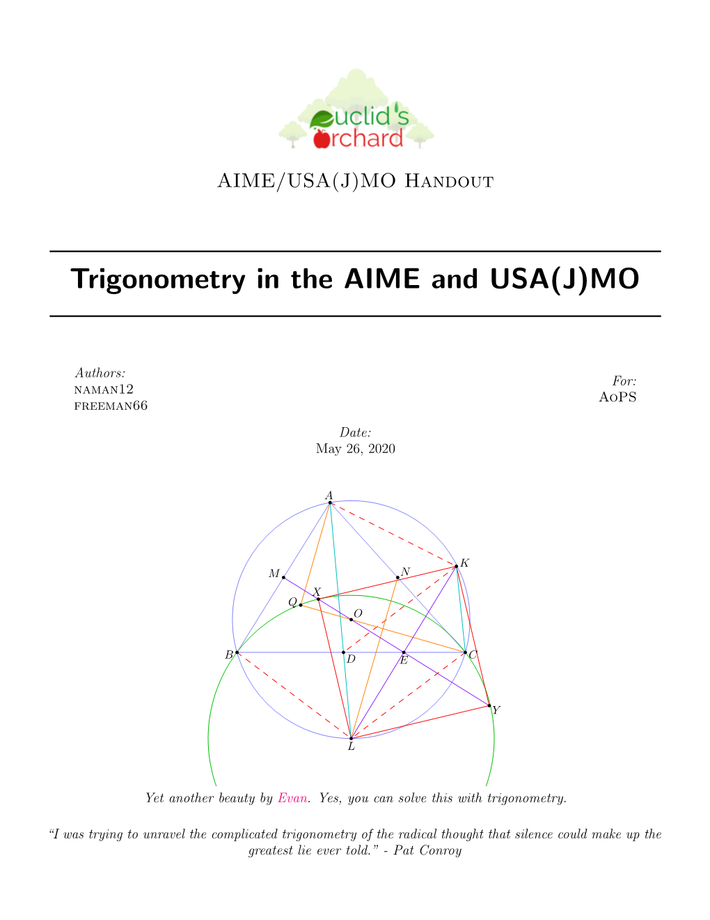 Trigonometry in the AIME and USA(J)MO