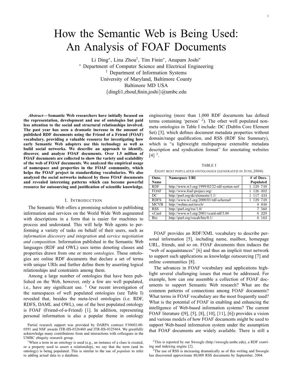 How the Semantic Web Is Being Used: an Analysis of FOAF