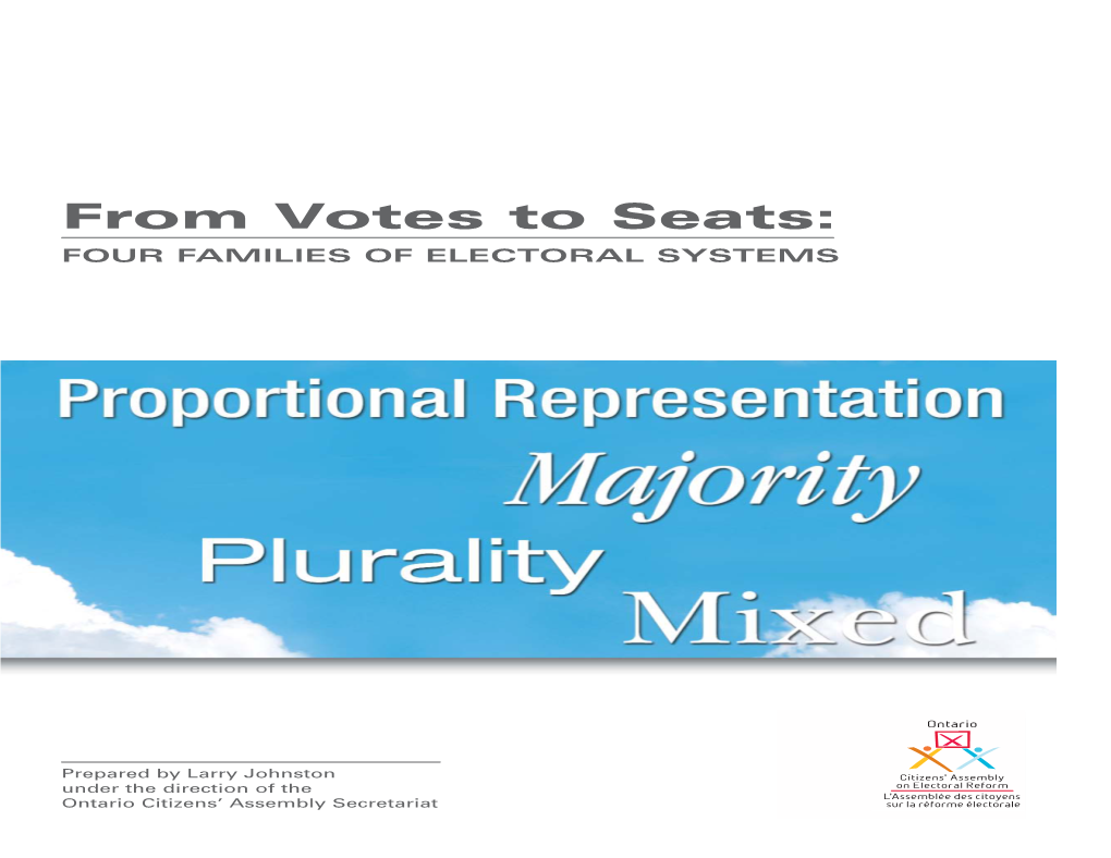 From Votes to Seats: FOUR FAMILIES of ELECTORAL SYSTEMS