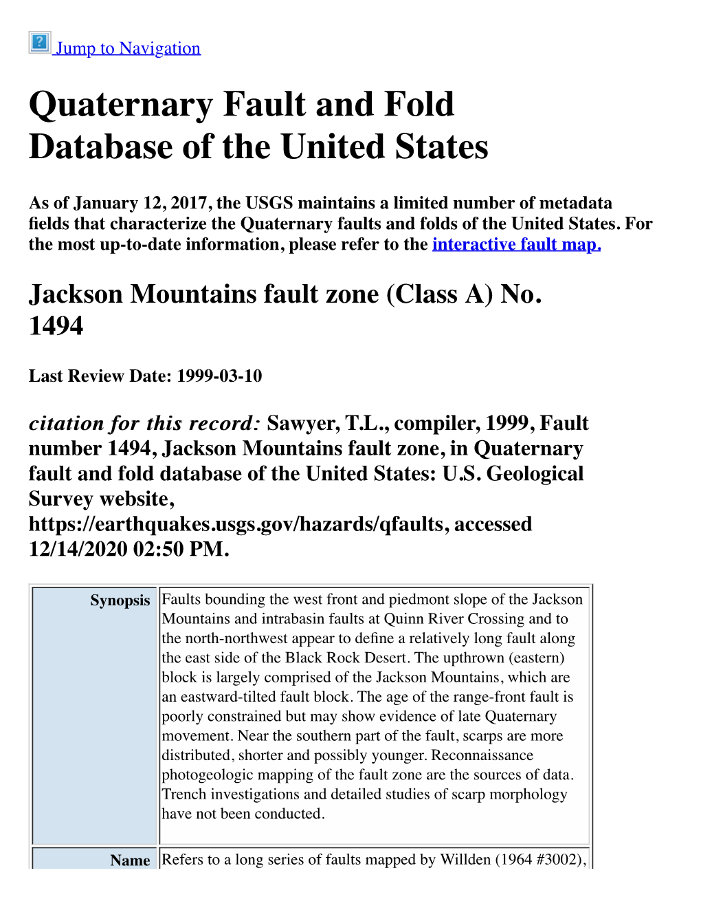 Quaternary Fault and Fold Database of the United States