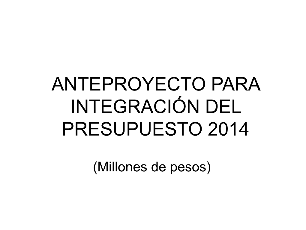 Anteproyecto Para Integración Del Presupuesto 2014