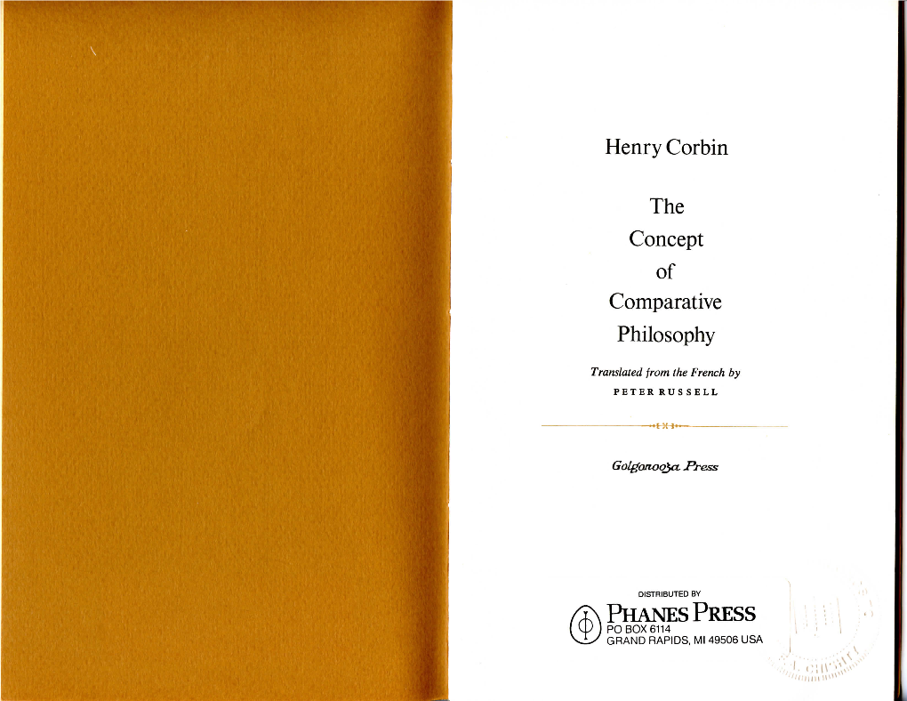 Henry Corbin the Concept of Comparative Philosophy