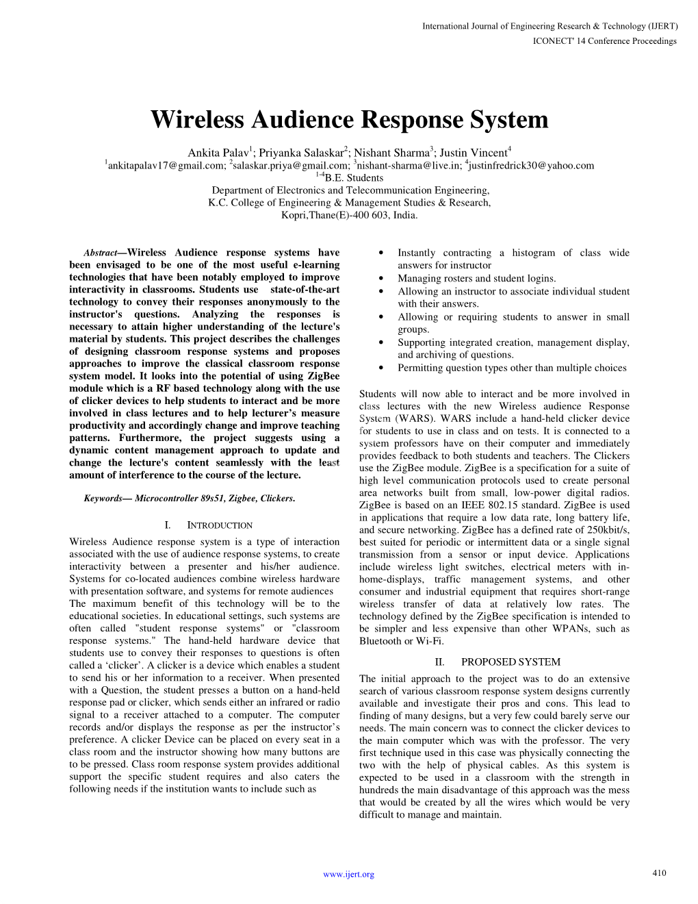 Wireless Audience Response System
