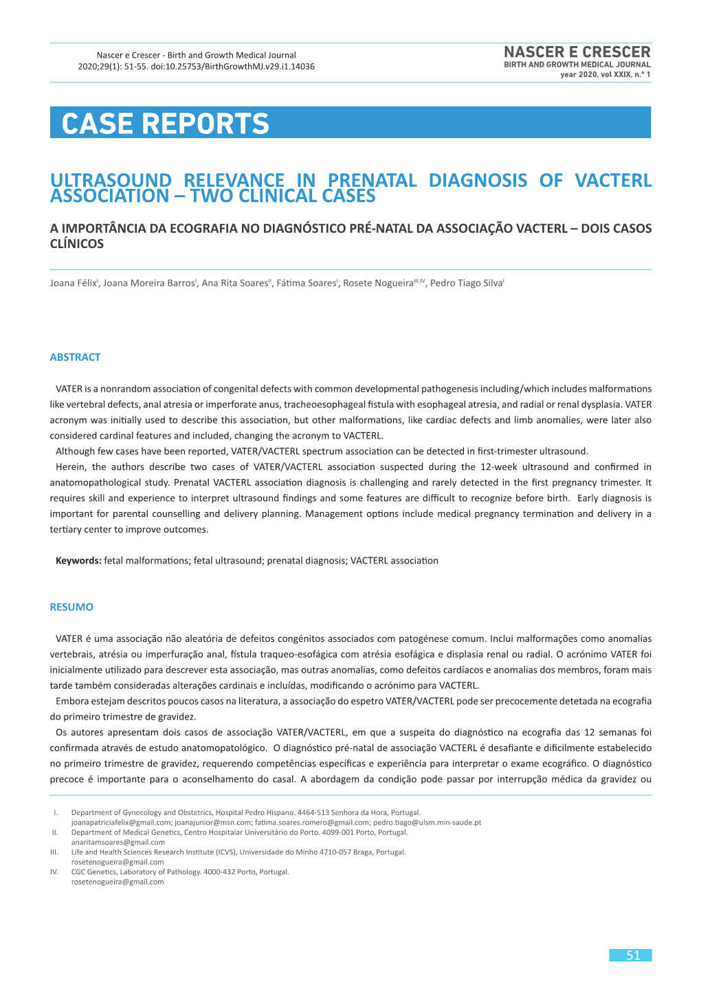 Case Reports Ultrasound Relevance in Prenatal Diagnosis of Vacterl