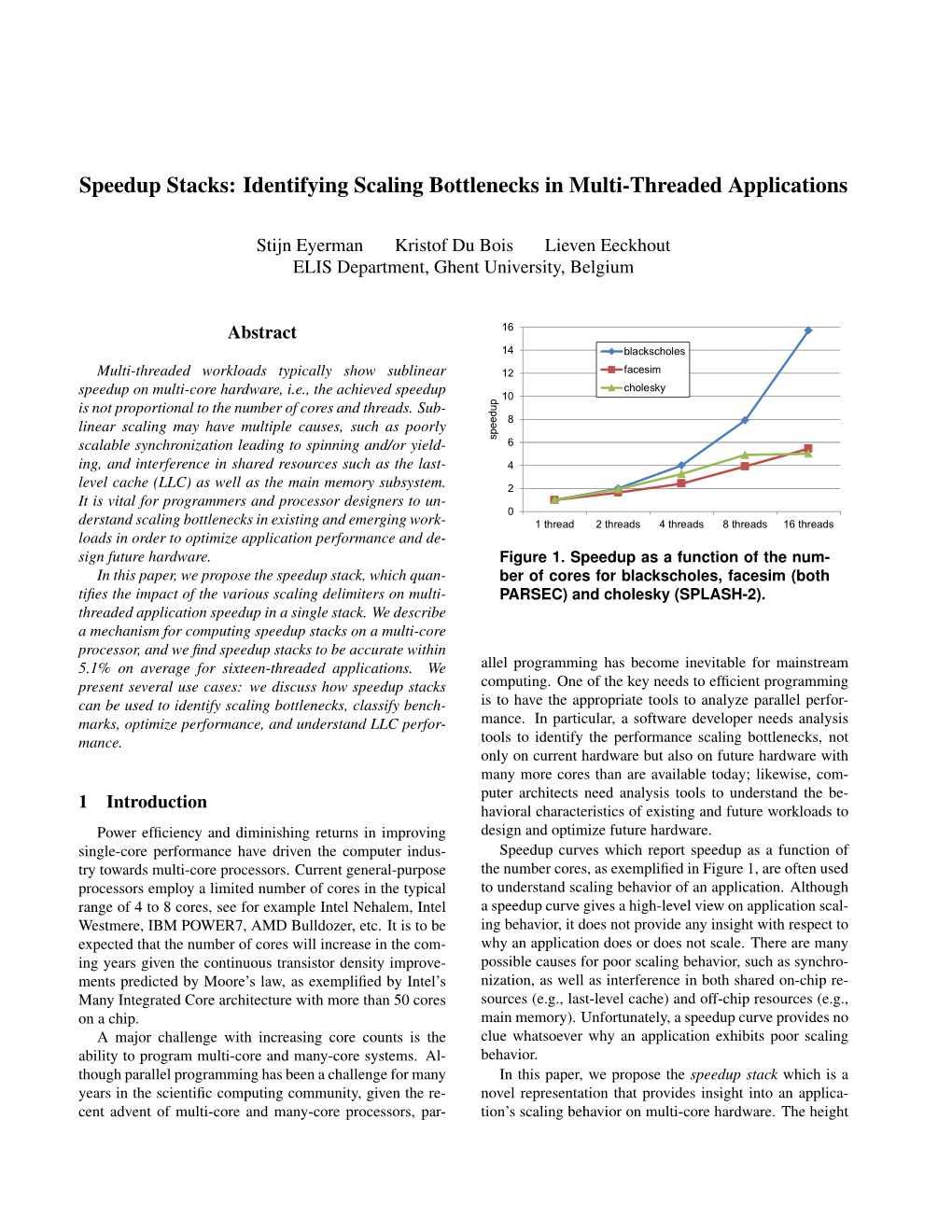 Speedup Stacks: Identifying Scaling Bottlenecks in Multi-Threaded Applications