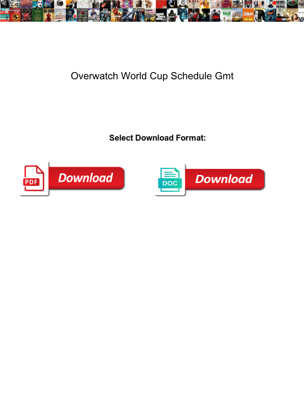 Overwatch World Cup Schedule Gmt