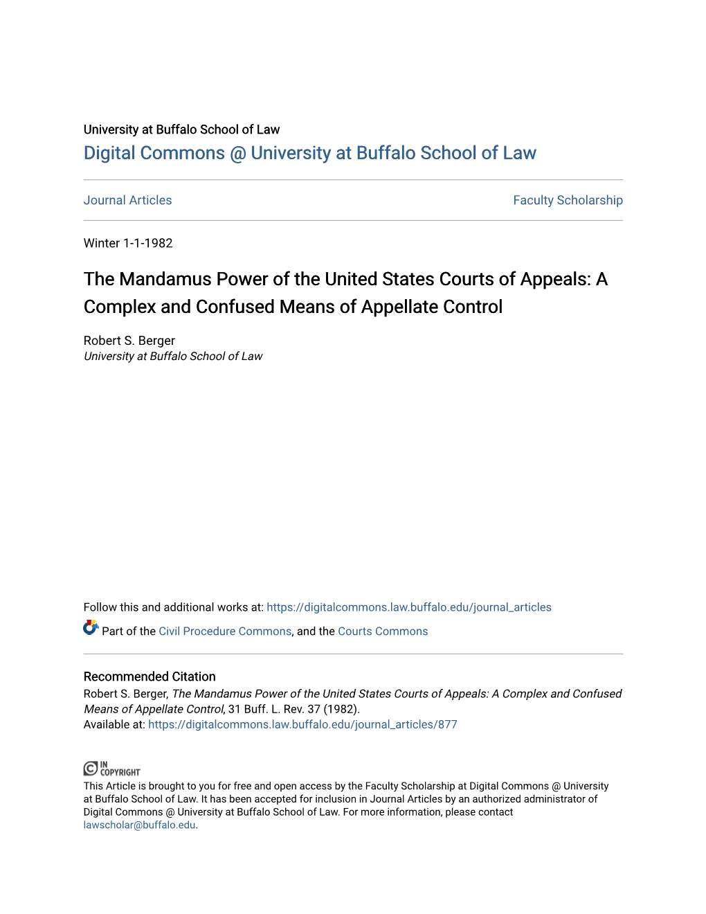 The Mandamus Power of the United States Courts of Appeals: a Complex and Confused Means of Appellate Control