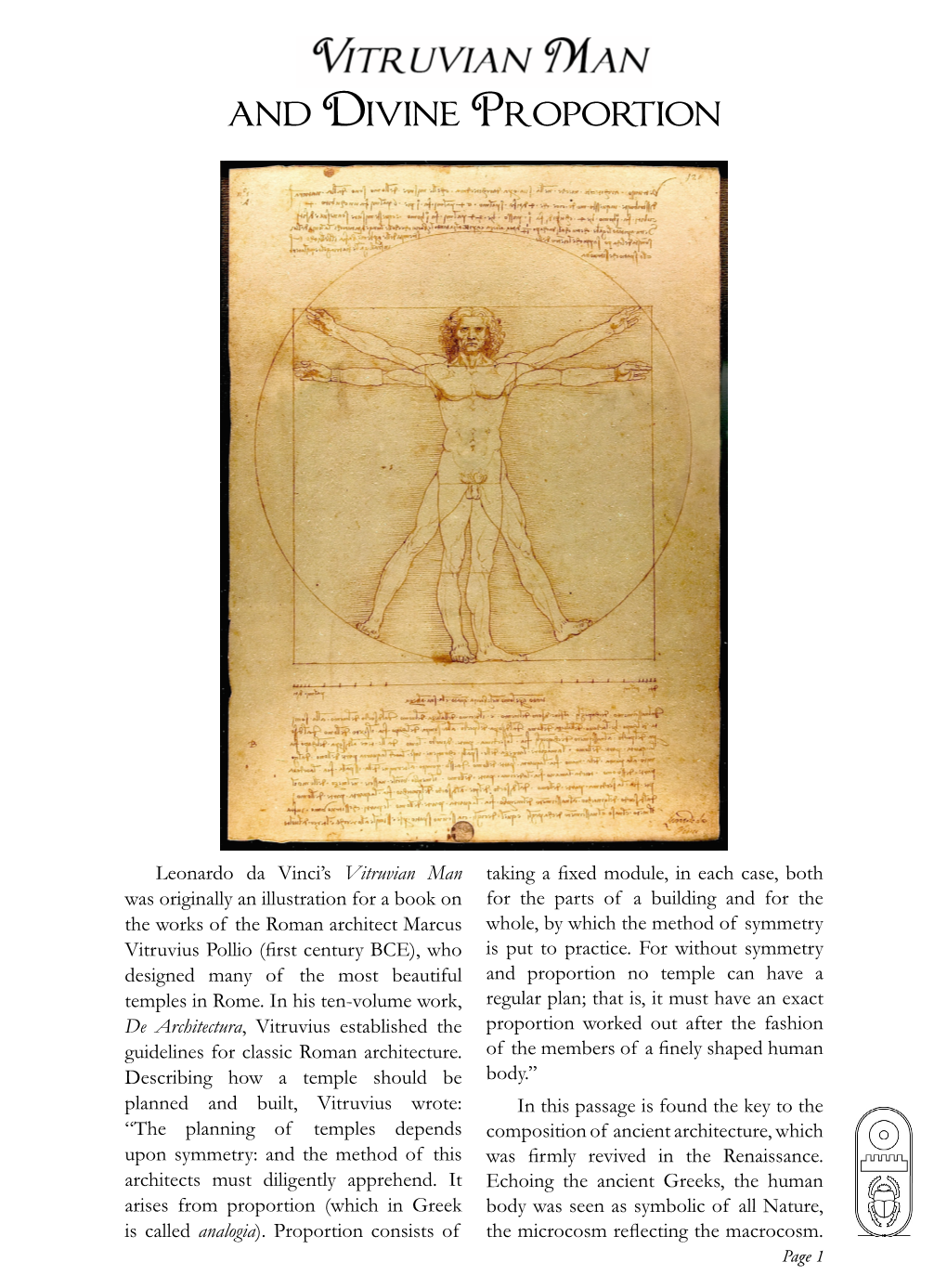 Vitruvian Man and Divine Proportion