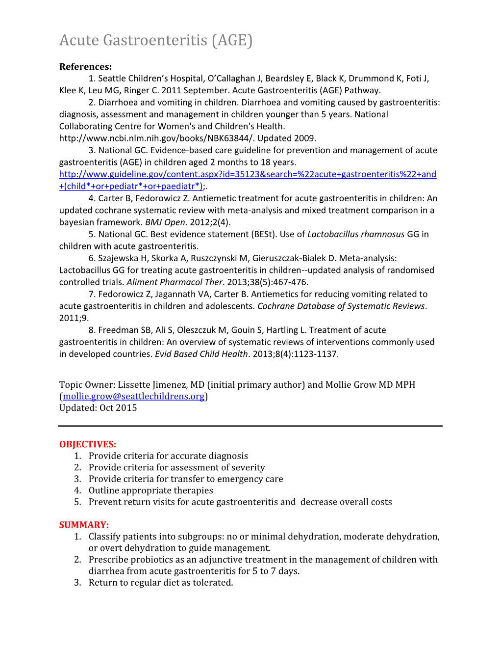 Acute Gastroenteritis (AGE)