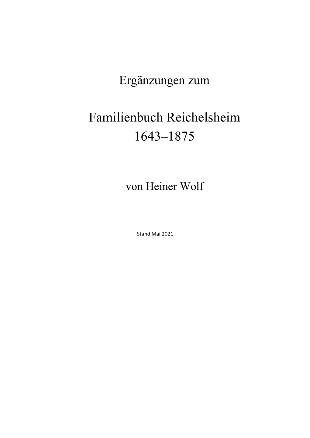 Familienbuch Reichelsheim 1643–1875