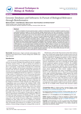 Genomic Databases and Softwares: in Pursuit of Biological Relevance