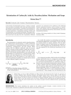 Ketonization of Carboxylic Acids by Decarboxylation: Mechanism and Scope