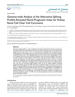 Genome-Wide Analysis of the Alternative Splicing Profiles