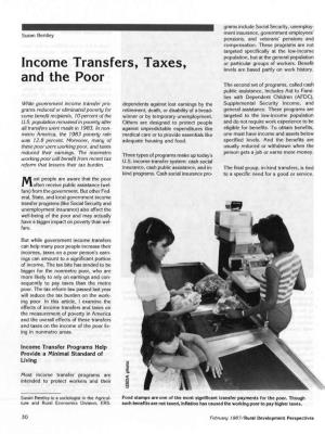 Income Transfers, Taxes, and the Poor