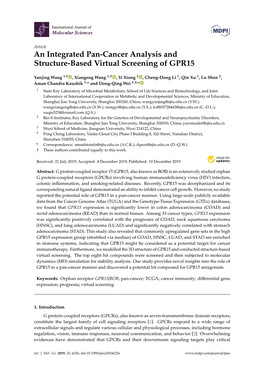 An Integrated Pan-Cancer Analysis and Structure-Based Virtual Screening of GPR15
