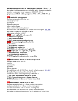 Inflammatory Diseases of Female Pelvic Organs (N70-N77)