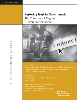 Restoring Trust in Government: the Potential of Digital Citizen Participation S E R I E S