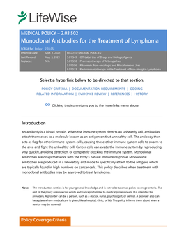 2.03.502 Monoclonal Antibodies for the Treatment of Lymphoma