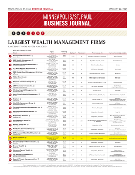 Minneapolis/St. Paul Business Journal's Largest Wealth