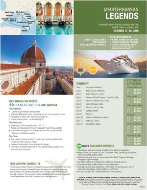 Mediterranean Legends Itinerary and Registration Form