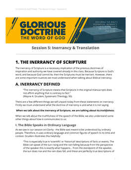 1. the Inerrancy of Scripture