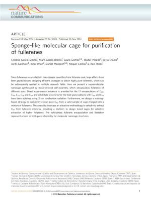 Sponge-Like Molecular Cage for Purification of Fullerenes