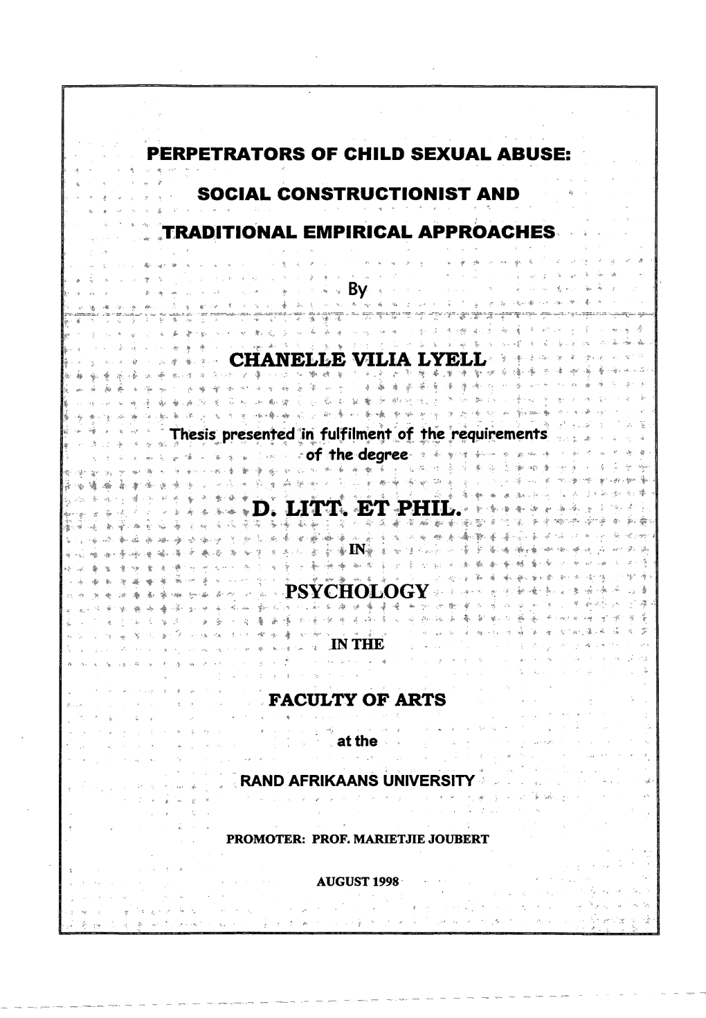 Perpetrators of Child Sexual Abuse : Social Constructionist and Traditional