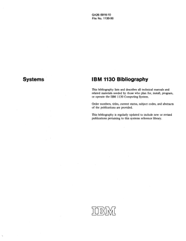 Systems IBM 1130 Bibliography