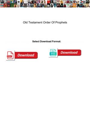Old Testament Order of Prophets