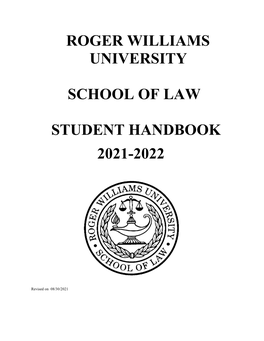 Roger Williams University School of Law Student Handbook 2021-2022