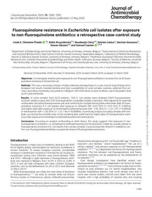 Fluoroquinolone Resistance in Escherichia Coli Isolates After Exposure to Non-ﬂuoroquinolone Antibiotics: a Retrospective Case–Control Study