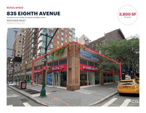 835 EIGHTH AVENUE 3,800 SF Southwest Corner of West 51St Street and Eighth Avenue for Lease MIDTOWN WEST MANHATTAN | NY SPACE DETAILS