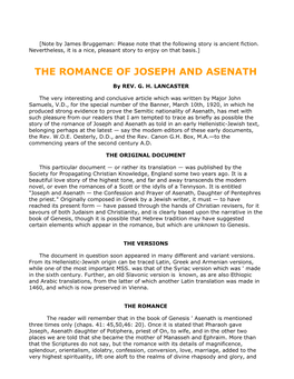 The Romance of Joseph and Asenath