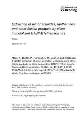 Immobilized BTBP/Btphen Ligands