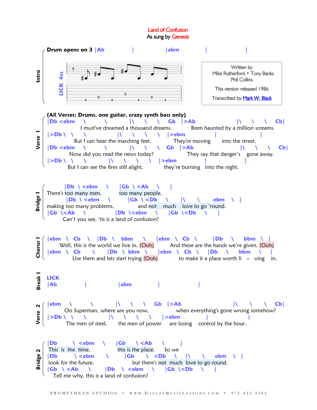 Land of Confusion As Sung by Genesis