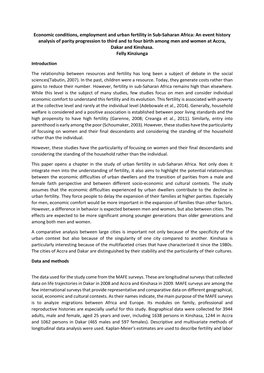 Economic Conditions, Employment and Urban Fertility in Sub-Saharan Africa: an Event History Analysis of Parity Progression to Th