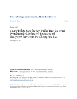 Public Trust Doctrine Protection for Menhaden's Foundational Ecosystem Services in the Chesapeake Bay Patrick J