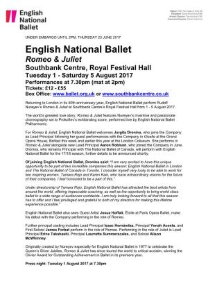 English National Ballet Romeo & Juliet Southbank Centre, Royal