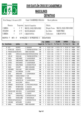 Masculinos Definitivas Xviii Duatlón Cros De