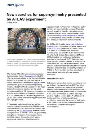 New Searches for Supersymmetry Presented by ATLAS Experiment 23 May 2019