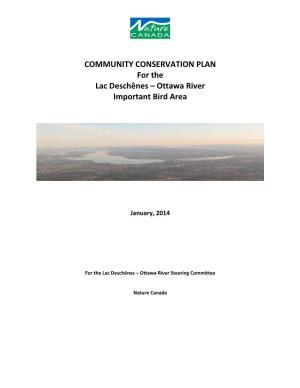 COMMUNITY CONSERVATION PLAN for the Lac Deschênes – Ottawa River Important Bird Area